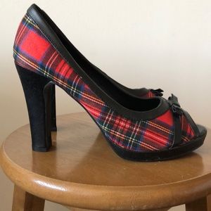 Plaid/Black High Heels